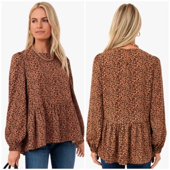 NWOT Tuckernuck Pomander Place Leopard Carlota Peplum Blouse Size XS - Picture 1 of 9